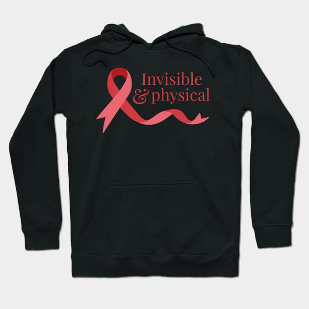 Invisible & Physical (Red) Hoodie by yourachingart